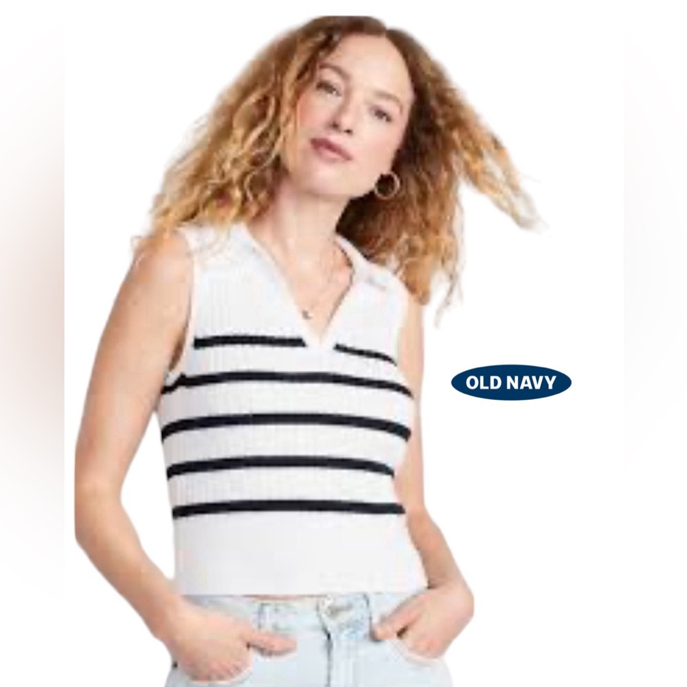 Old Navy EUC Sweater Tank Navy and White Size XXL Tall